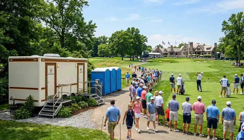 golf tournament portable restroom rental setup in USA in USA