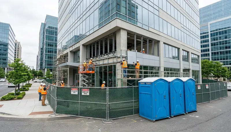 office building renovation porta potty rental project in USA in USA